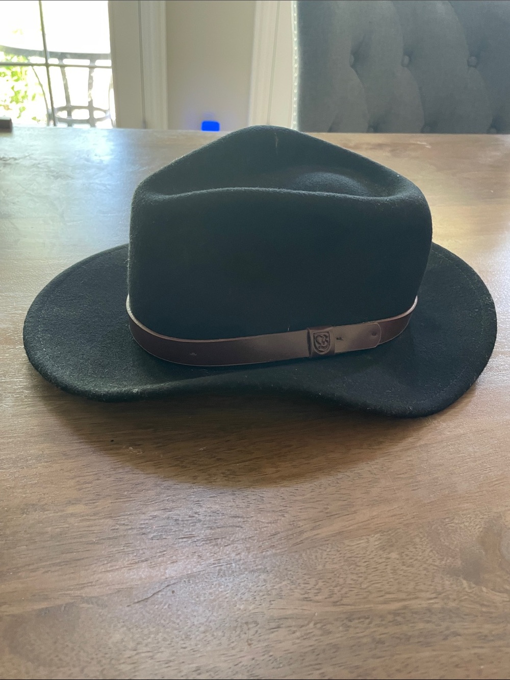Brixton Black cowboy hat, brown trim wool fedora, Nashville, unisex size XS